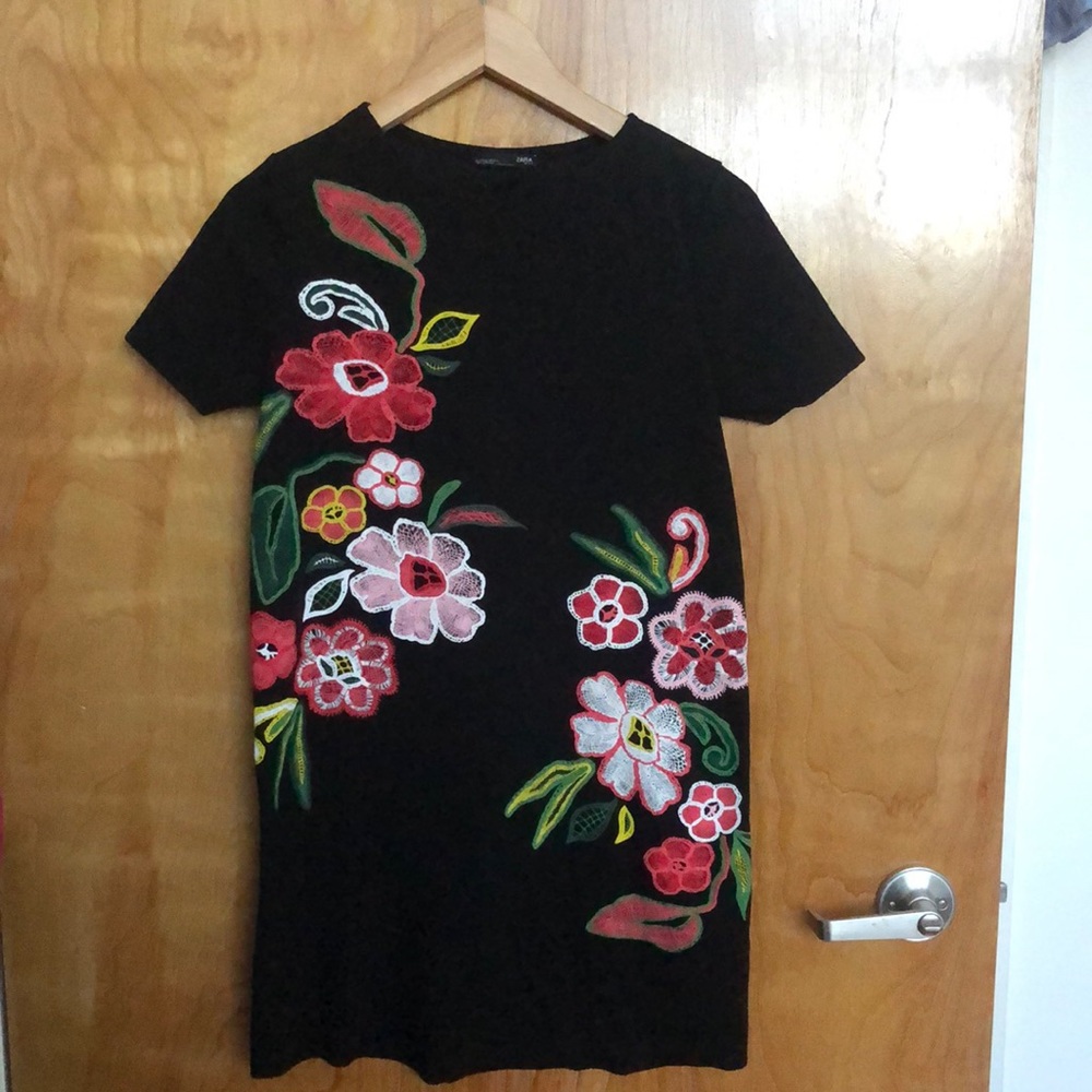 Zara Shift Dress with Floral Accent